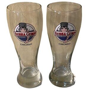 VINTAGE 1999 Set of 2 Bubba Gump Shrimp Co. CHICAGO Beer Drinking Glasses 20 oz.